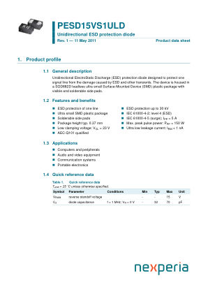 PESD15VS1ULD datasheet cover page