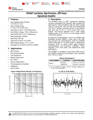 OPA827 datasheet cover page