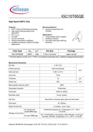 IGC10T65QE-L7541E datasheet cover page