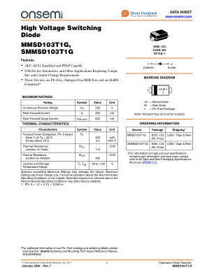 MMSD103T1 datasheet cover page