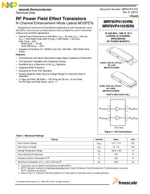 MRF6VP41KH 数据手册首页