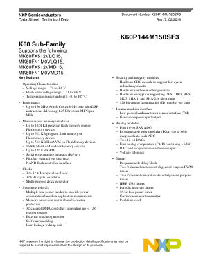 K60P144M150SF3 数据手册首页