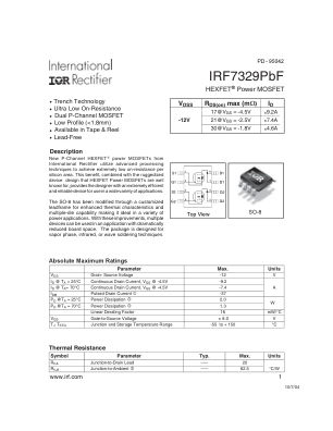 IRF7329 数据手册首页