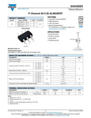 SI3443DDV 数据手册首页
