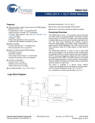 FM28V102A-TG datasheet cover page