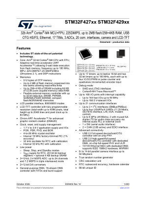 STM32F427VG 数据手册首页