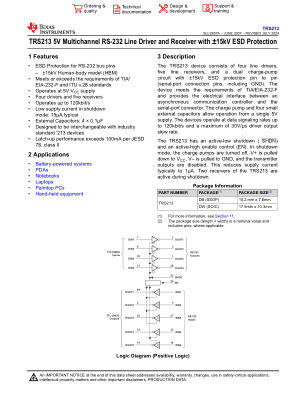 TRS213 datasheet cover page
