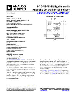 AD5450 datasheet cover page