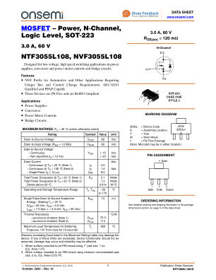 NTF3055L108 数据手册首页