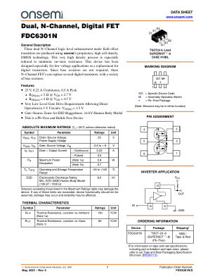 FDC6301N 数据手册首页