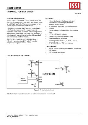 IS31FL3191-UTLS2-TR datasheet cover page