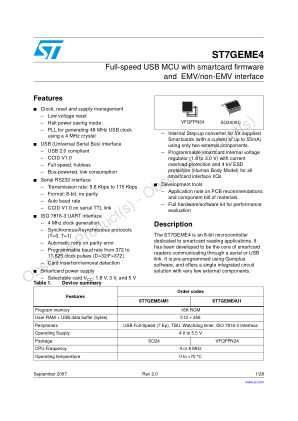 ST7GEME4 数据手册首页