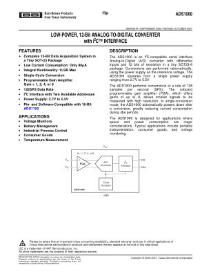 ADS1000 datasheet cover page