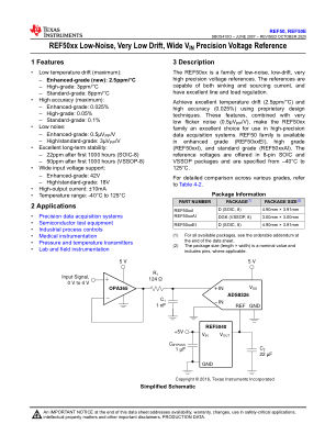 REF50E datasheet cover page