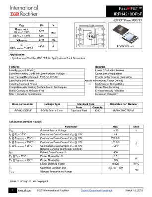 IRFH4210D datasheet cover page