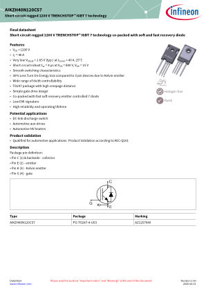 AIKZH40N120CS7 datasheet cover page