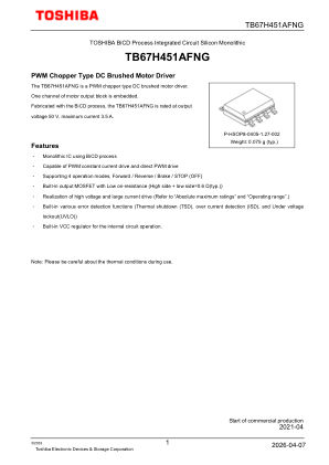 TB67H451AFNG datasheet cover page