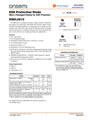 ESDL2012 数据手册首页