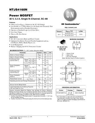NTJS4160N datasheet cover page