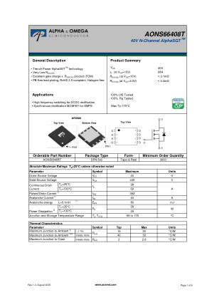 AONS66408T datasheet cover page
