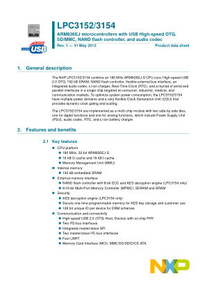 LPC3152 datasheet cover page
