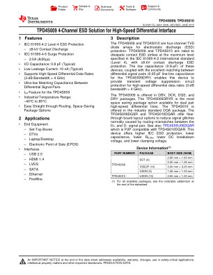 TPD4S010 datasheet cover page