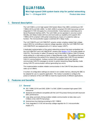 UJA1168A datasheet cover page