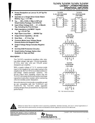 TLC1079 数据手册首页