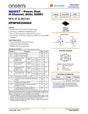 NTMFD020N06C datasheet cover page