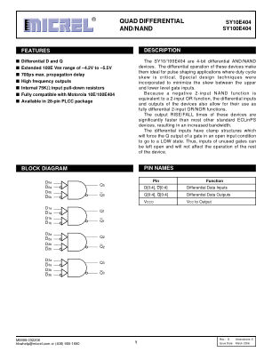 SY10E404JC-TR 数据手册首页