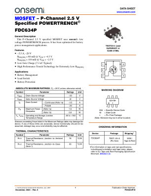FDC634P 数据手册首页