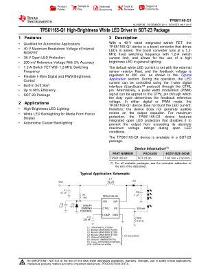 TPS61165-Q1 datasheet cover page