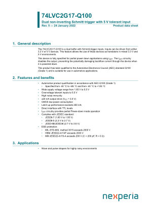 74LVC2G17GW-Q100125 datasheet cover page