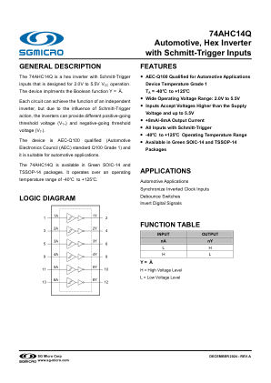 74AHC14Q datasheet cover page