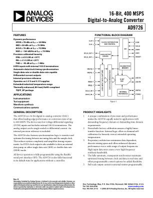 AD9726 datasheet cover page