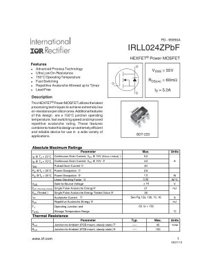 IRLL024ZTRPBF datasheet cover page