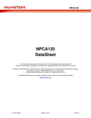 NPCA120 数据手册首页