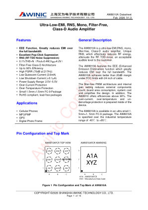 AW8010A datasheet cover page