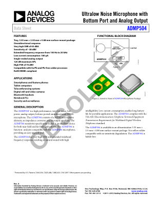 ADMP504 datasheet cover page