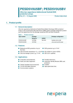 PESD5V0U5BV datasheet cover page