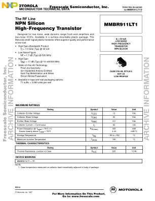 MMBR911LT1 datasheet cover page