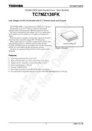 TC7MZ138FK datasheet cover page