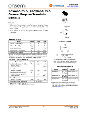 BCW66GLT1 datasheet cover page