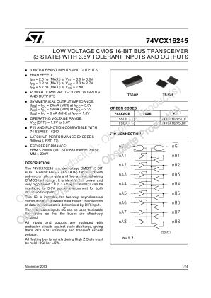 74VCX16245 数据手册首页