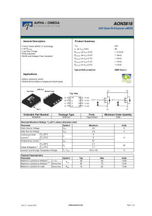 AON3818 数据手册首页