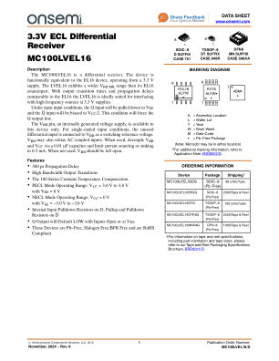 MC100LVEL16 数据手册首页