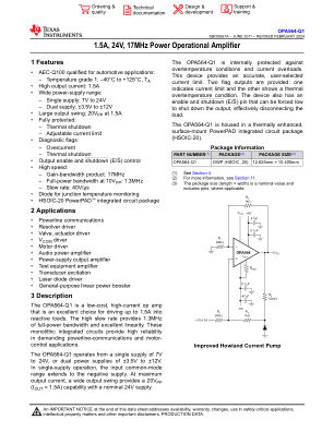 OPA564-Q1 数据手册首页