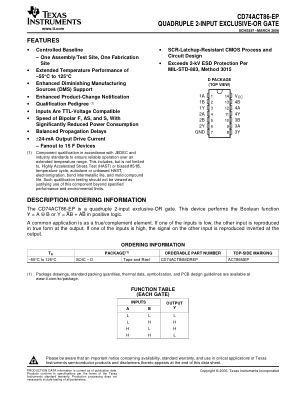 CD74ACT86-EP datasheet cover page