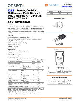 FGY140T120SWD datasheet cover page