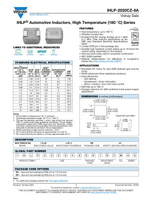 IHLP-2020CZ-8A datasheet cover page